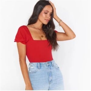 Red Show Me Your MuMu Baker Bodysuit NWT